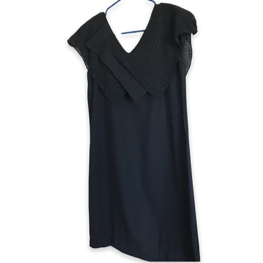 Pacino California A-Line Dress Beaded Collar Women's Sz Junior 7-8 Black Event